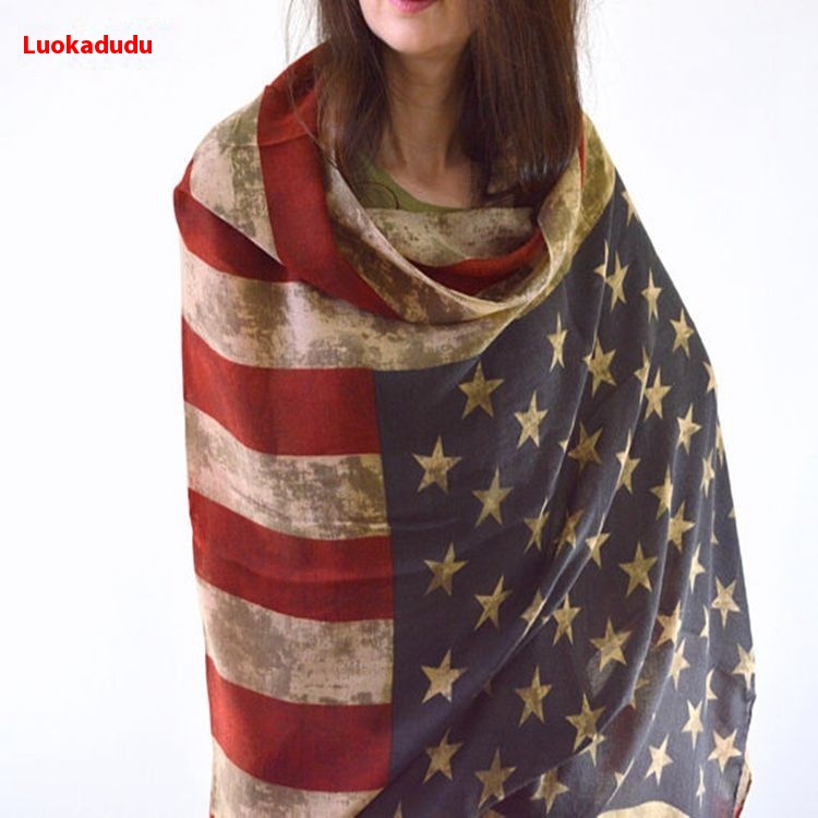 American Flag Printed Scarf Sunscreen Shawl