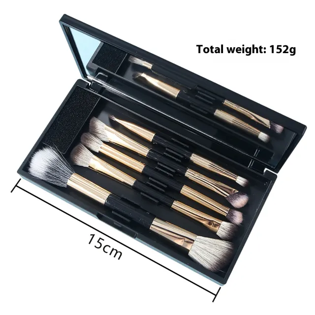 Makeup With Mirror Multifunctional Makeup Brush Suit 5 Pieces Gold - Shop at LoveMi