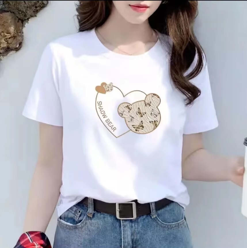 Pure Cotton Summer Short sleeved T shirt Fashionable And Stylish Mickey Heart White - Shop at LoveMi