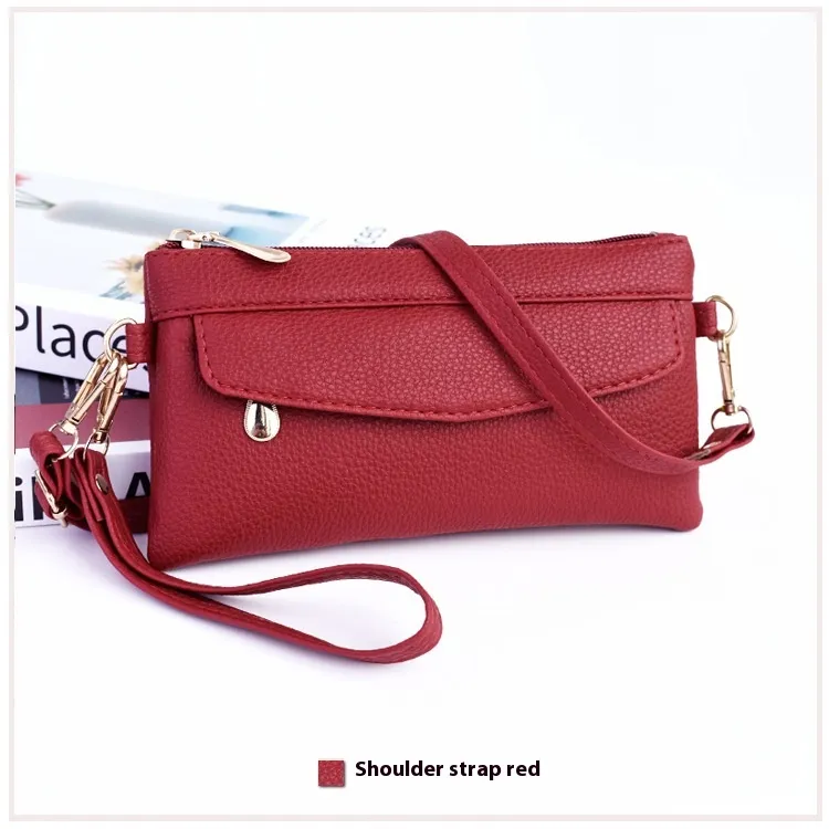 Simple Crossbody Shoulder Bag Soft Surface - Red