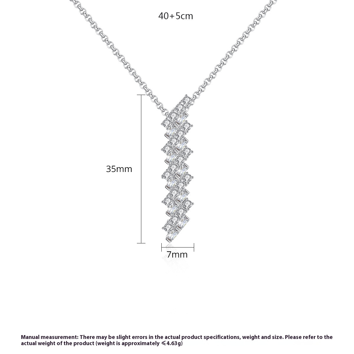 Long Pendant Copper Zircon-laid Necklace