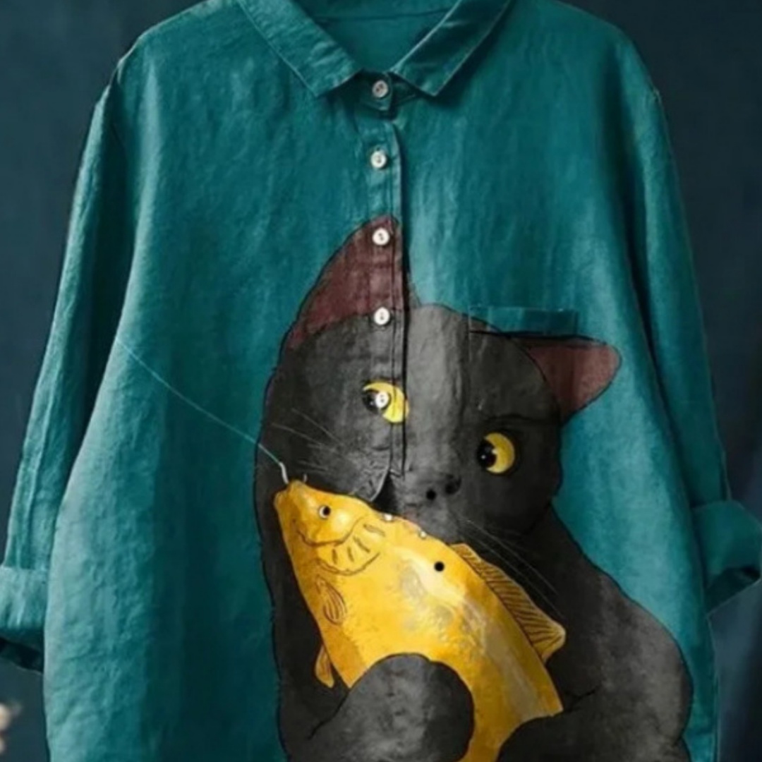 European And American Autumn Long-sleeved Cardigan Printed Women's Shirt