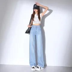 Lyocell Jeans Women's Summer Wide Leg High Waist Thin Loose - Nostalgic Nine Points Single - View 1
