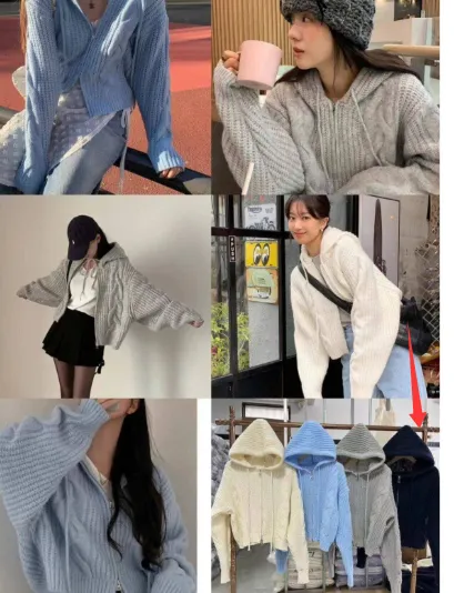 Loose And Idle Twist Hooded Double-headed Zipper Design Sweater Cardigan Coat - Black