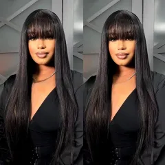 Natural Color Full-mechanism Headgear Straight Fringe Wigs Without Lace - View 1