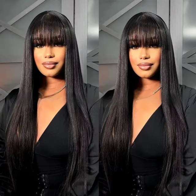 Natural Color Full mechanism Headgear Straight Fringe Wigs Without Lace - Shop at LoveMi