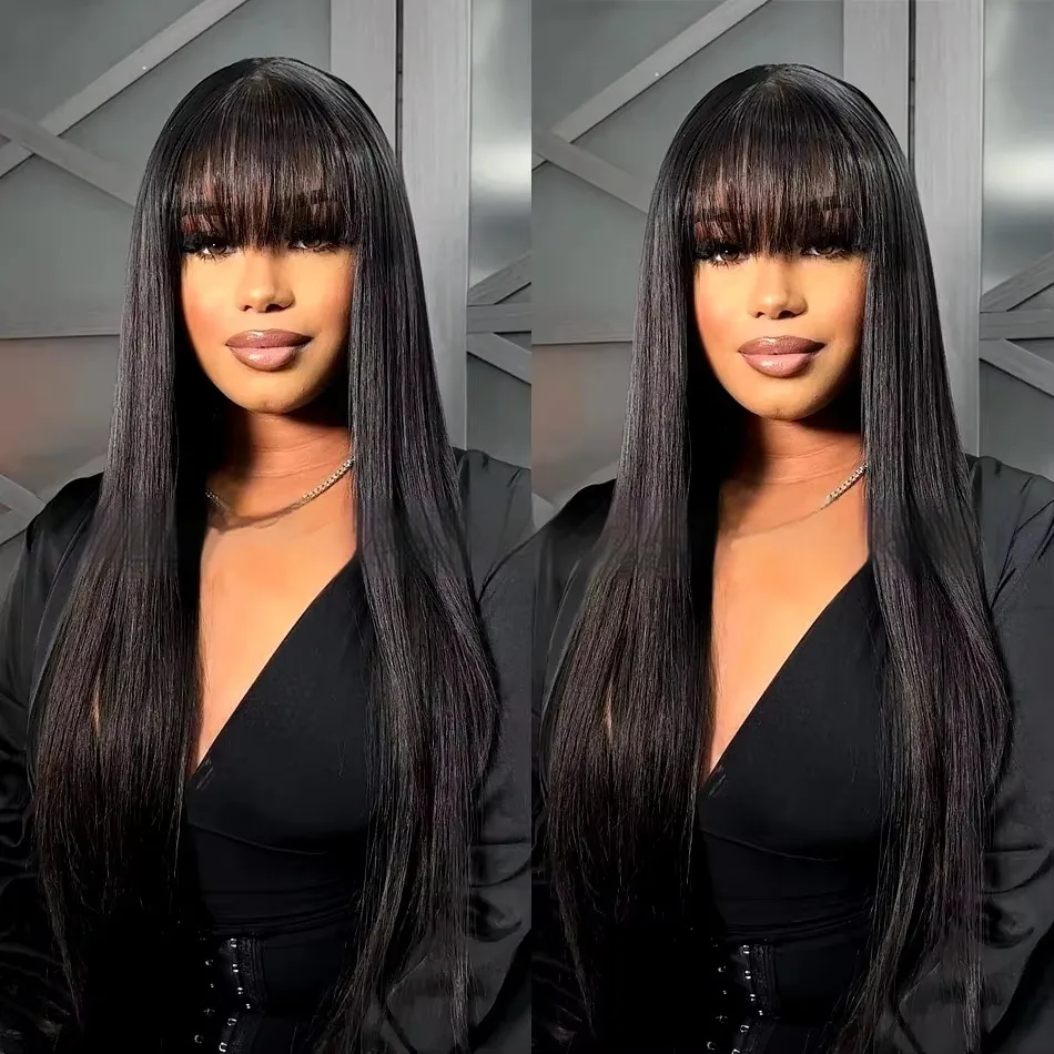 Natural Color Full-mechanism Headgear Straight Fringe Wigs Without Lace