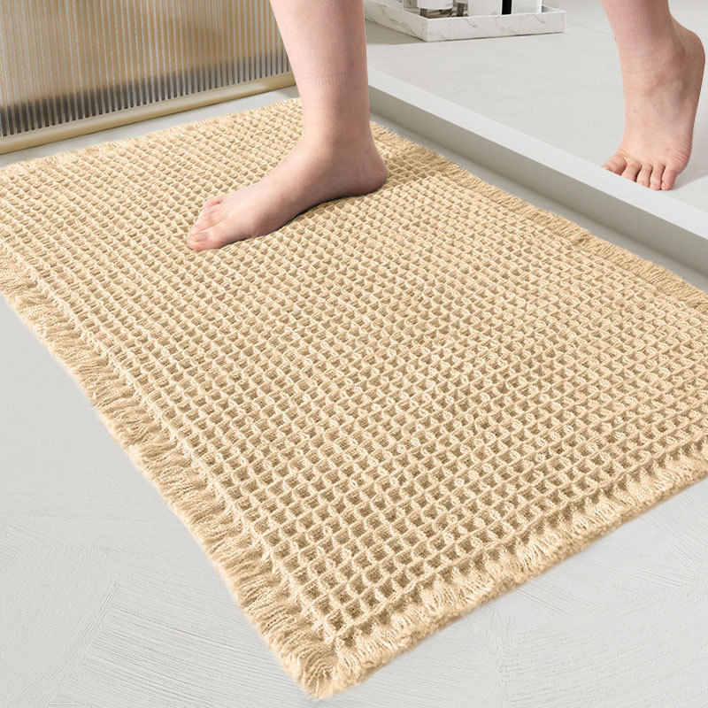 Simple Bathroom Absorbent Stain-resistant Waffle Mat
