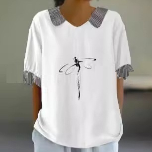 Solid Color Women's Loose Casual Short-sleeved Blouse