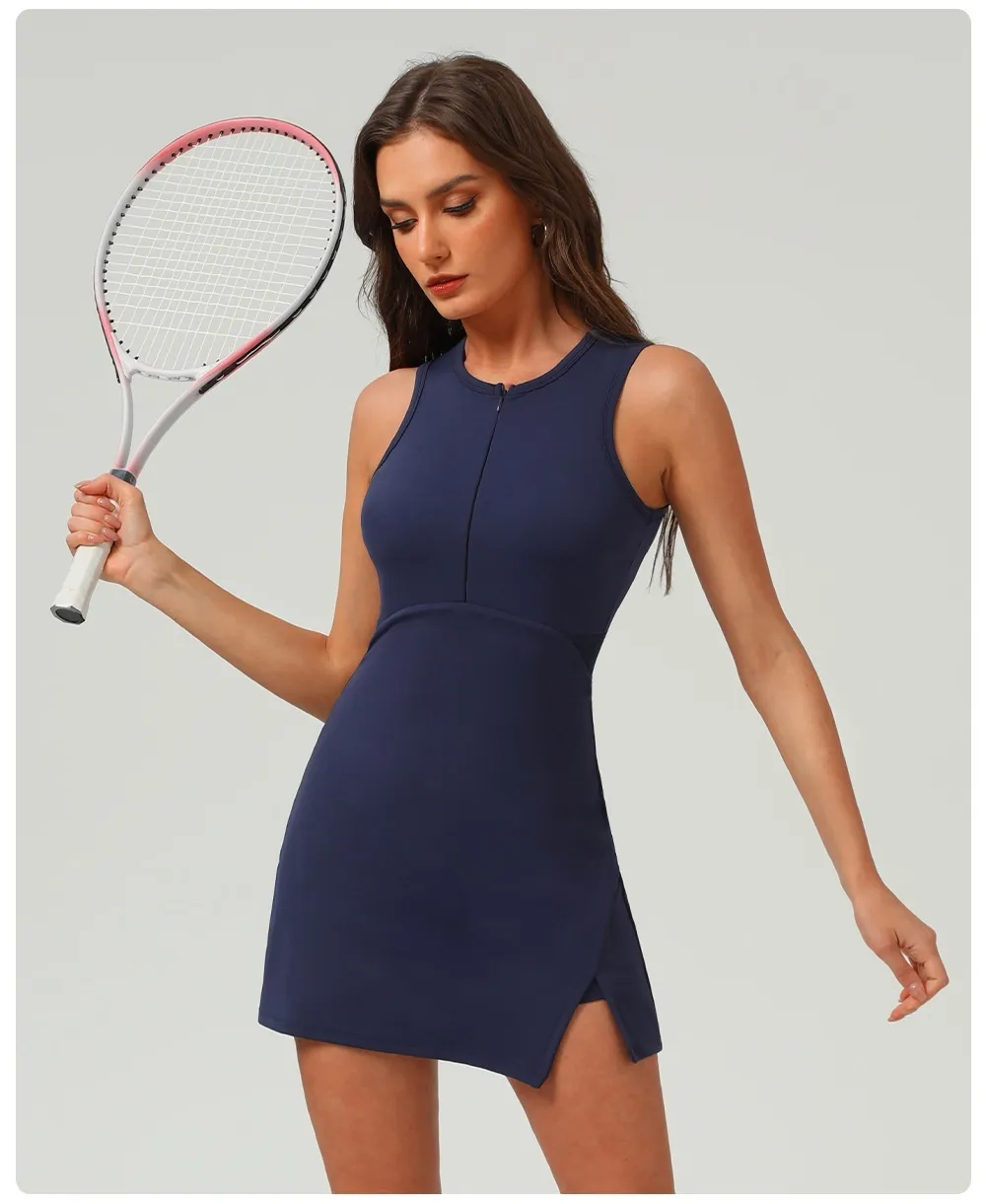 Sun Protection Tennis Skirt Siamese Sports Casual Wear - Dark Blue