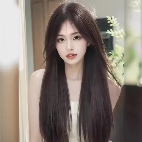 Forehead Lace Black Long Straight Hair Full-head Wig