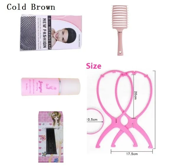 Full Repair Inner Angle High Level Long Straight Hair Full-head Wig - Cold Brown Five Piece Set