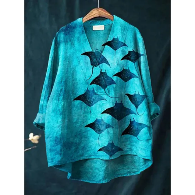 Autumn Collarless Long sleeved Women's Shirt Long Sweater Casual Shirt Style 10 - Shop at LoveMi