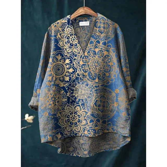 Autumn Collarless Long sleeved Women's Shirt Long Sweater Casual Shirt Style 1 3Xl - Shop at LoveMi