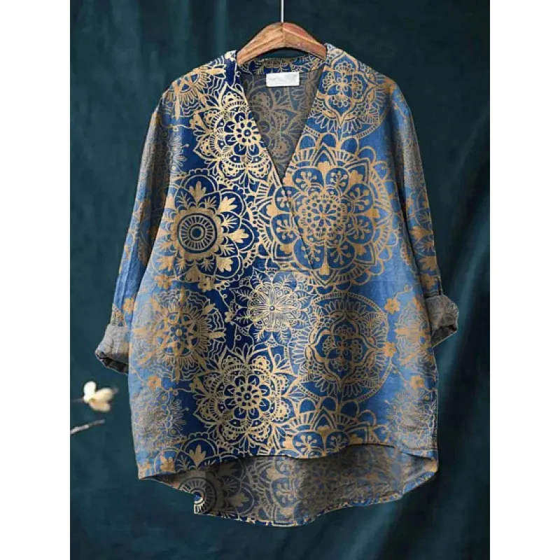 Autumn Collarless Long-sleeved Women's Shirt Long Sweater Casual Shirt - Style 1-3Xl