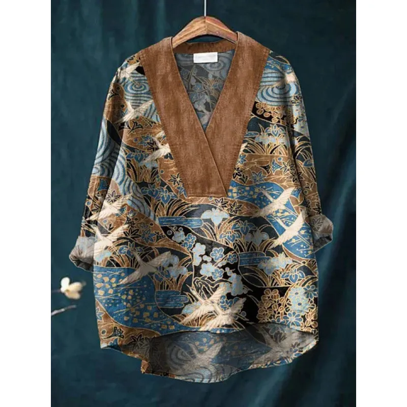 Autumn Collarless Long-sleeved Women's Shirt Long Sweater Casual Shirt - Style 11-S