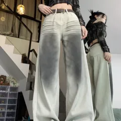 Loose High Waist Slimming Straight Leg Wide Leg Floor Pants For Women - Apricot - View 1