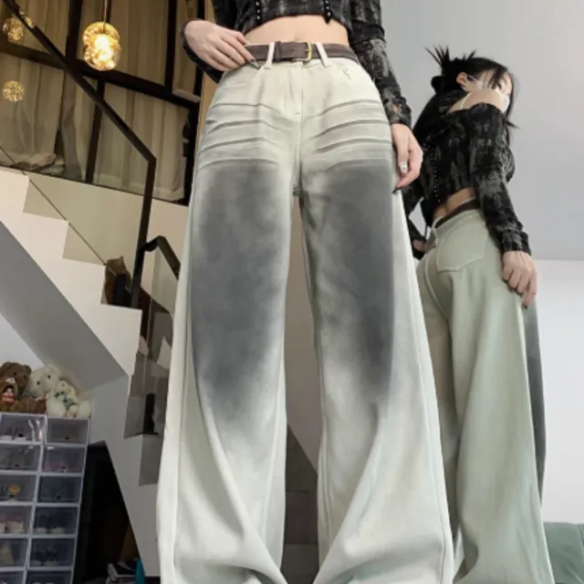 Loose High Waist Slimming Straight Leg Wide Leg Floor Pants For Women Apricot - Shop at LoveMi