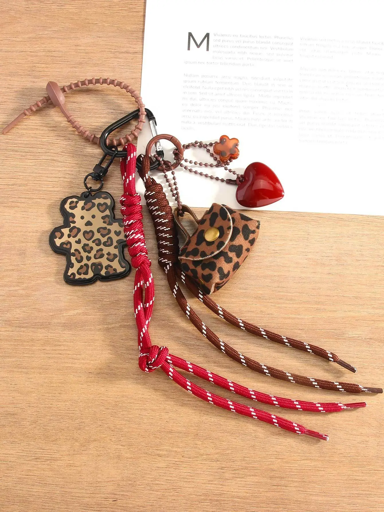 Leather Leopard Print Pouch Keychain Pendant