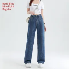 Summer Thin High Waisted Plus Size Wide Leg Pants - Retro Blue Nine Point Regular - View 1