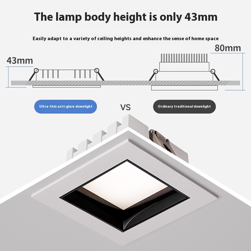 LED Single Reservoir Double Reservoirs Downlight Embedded Ceiling Grid Grille Lamp Ultra-thin Square Downlight Lamp