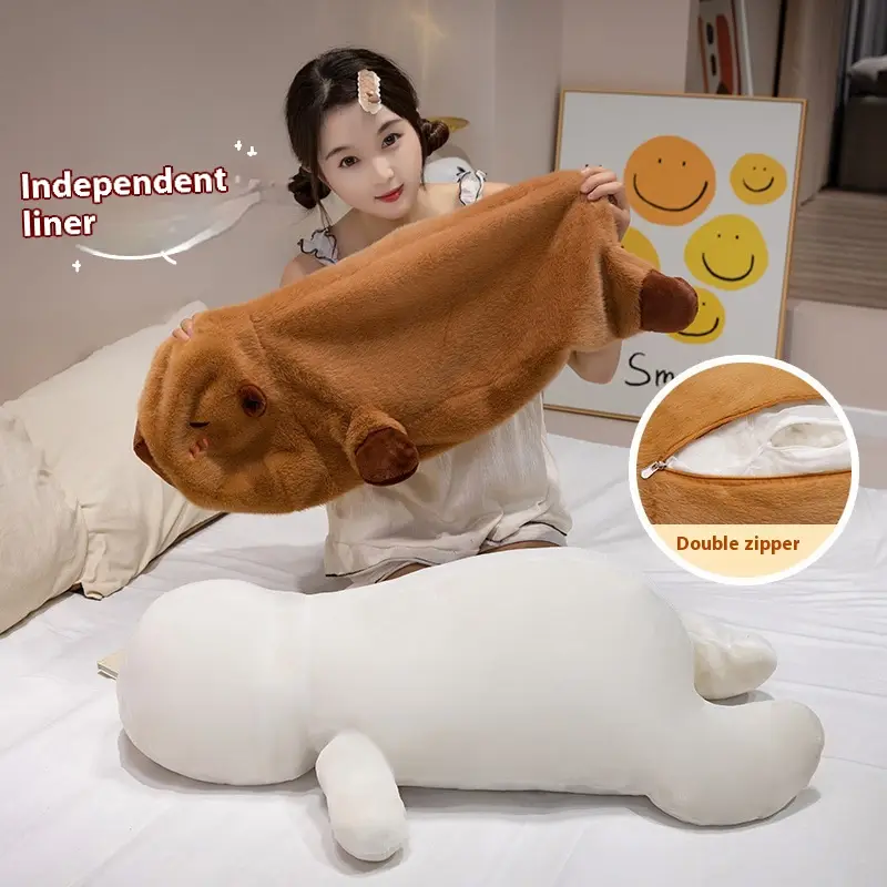 Capabala Girl Sleeping Plush Toy Bed Capybara Strip Doll Gift