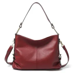 Fashion Genuine Leather Portable Crossbody Bag - Red - View 1