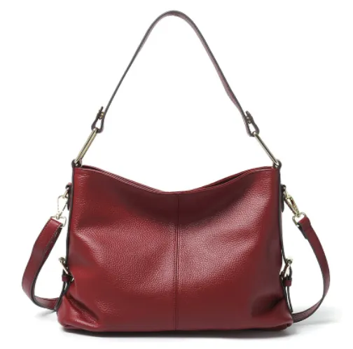 Fashion Genuine Leather Portable Crossbody Bag Red - Shop at LoveMi