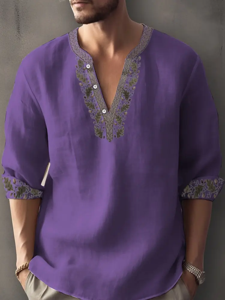 Loose Shirt Thin Cotton And Linen Stand Collar