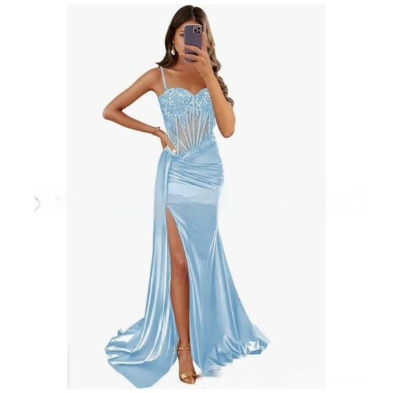 Satin Green Sexy Strapless Long Type Dress