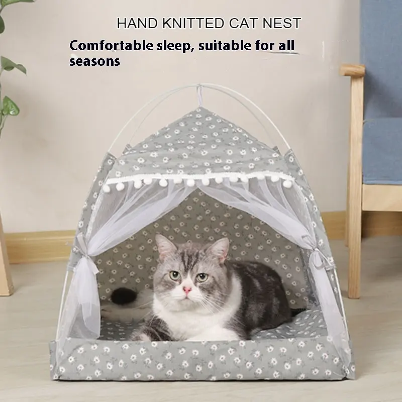 Four-corner Tent Cat Nest Foldable Cat House Kennel Removable