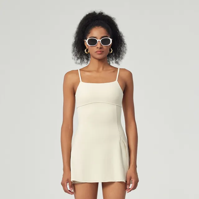 Anti exposure Basic Sports Dress With Chest Pad Yoga Tennis Skirt Milkshake - Shop at LoveMi