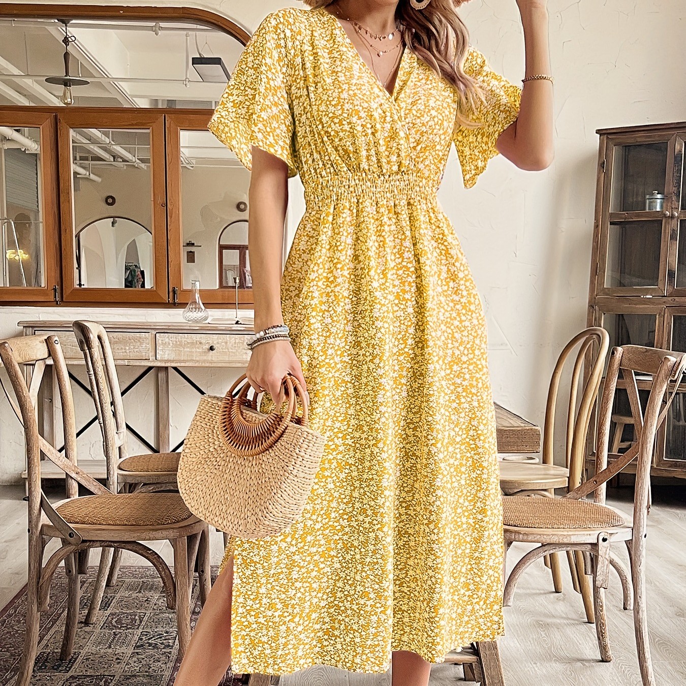 Expansion Skirt For Vacation Dress Women's Clothing Yellow - Shop at LoveMi
