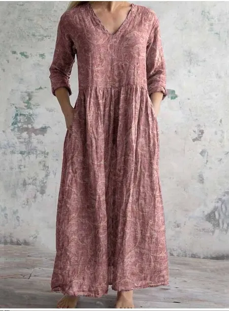 Loose Fashion Premium V-neck Print Dress - 10 Style