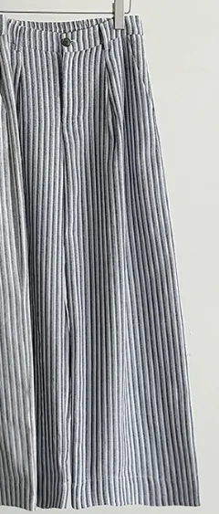 Striped Cotton And Linen Wide leg Pants High Waist Dark Blue Stripes - Shop at LoveMi