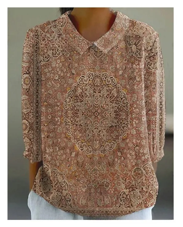 Loose Printed Crew Neck Casual Plus Size Women's Shirt Bj241 3Xl - Shop at LoveMi