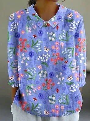 Loose Printed Crew Neck Casual Plus Size Women's Shirt Bj246 Xl - Shop at LoveMi