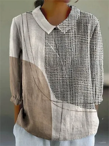 Loose Printed Crew Neck Casual Plus Size Women's Shirt Bj247 - Shop at LoveMi
