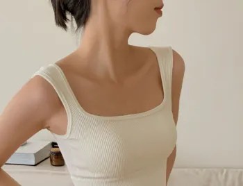 Easy Matching Sling Beauty Back Thread Stretchy Slim-fit Padded Vest - Milky White