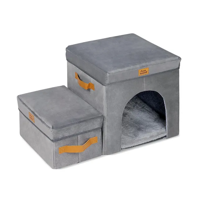 Foldable Pet Storage Stairs Dog Steps Ladder Gray - Shop at LoveMi