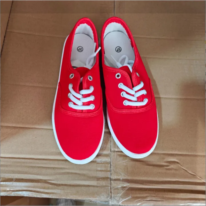 Women's Running Training Solid White Shoes - Red