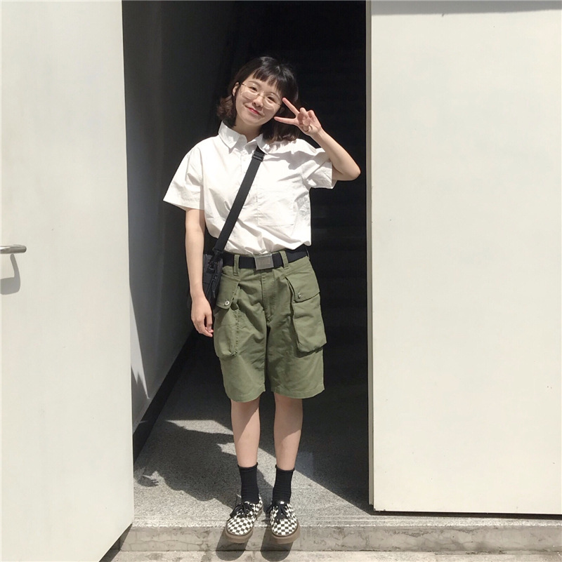 Retro Military Uniform Multi-bag Shorts