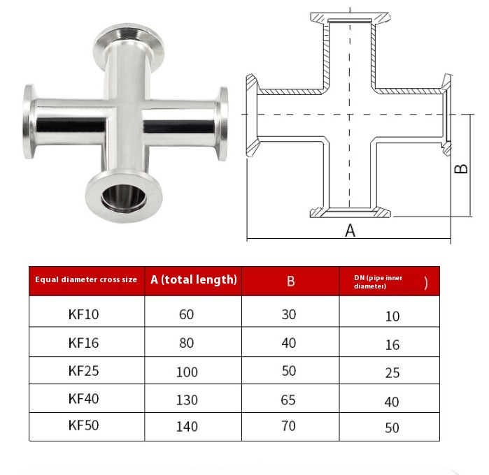 304 Stainless Steel High Vacuum Quick Installation Four-way