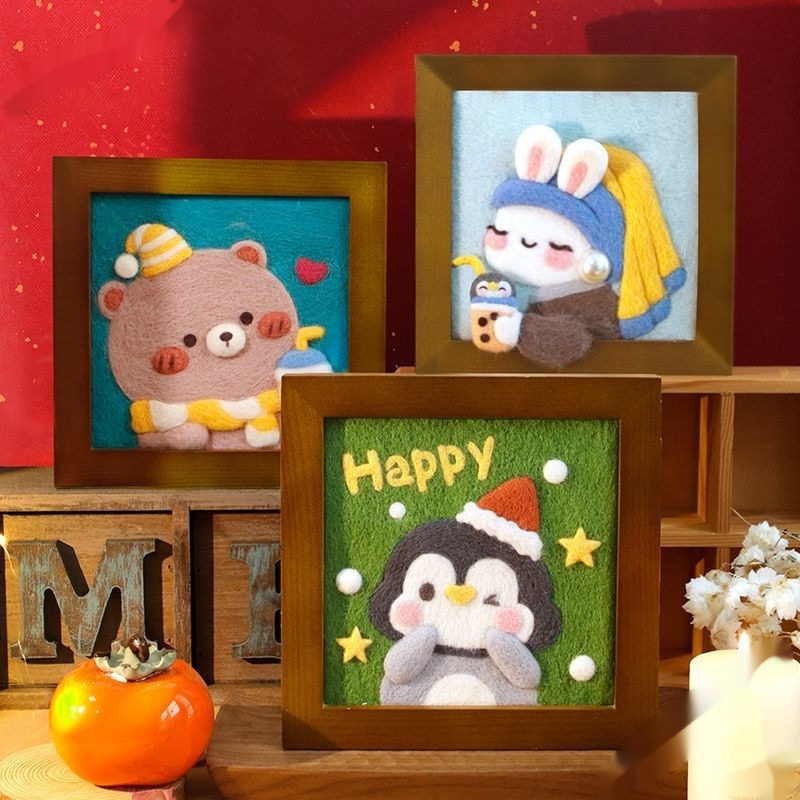 Children's Handmade New Year Gift Mini Table Decoration Painting With Photo Frame