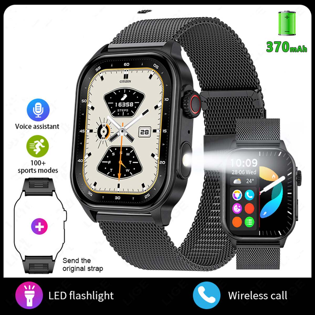 Smart Bluetooth Sports Heart Rate Blood Pressure Health Monitoring Watch