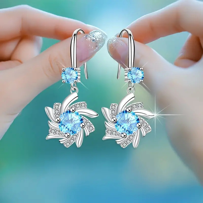 Women's Fashion Diamond Amethyst Flower Earrings