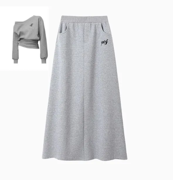 Sports Casual Waist Tight Top Waist Slant Shoulder Suit Sweater Dress - Shop at LoveMi