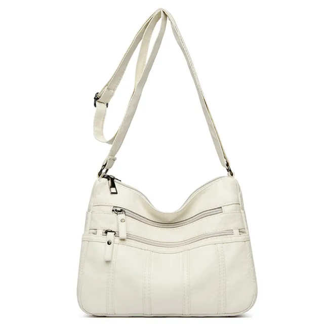 New Trendy Soft Leather Multilayer Messenger Bag White - Shop at LoveMi