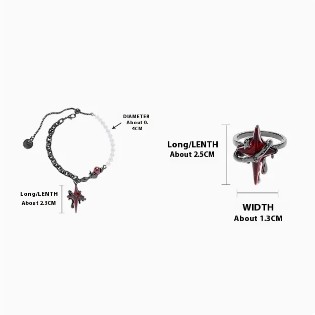 Unique Dark Style Light Luxury Niche Exquisite Personality High end Bracelet Bracelet Ring Set - Shop at LoveMi
