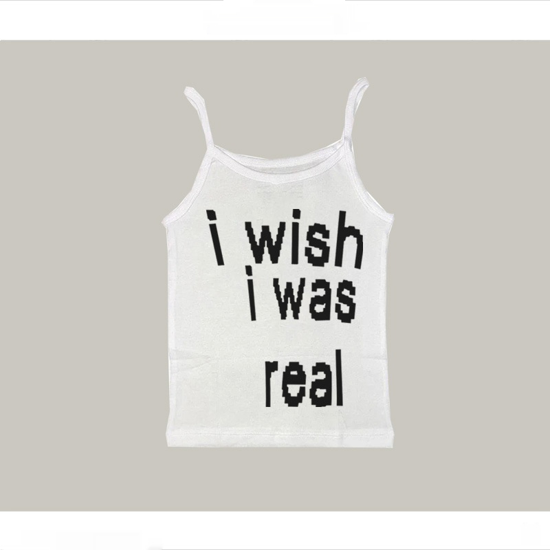 Printed Vest Black Camisole Tube Top T shirt Braces In White - Shop at LoveMi